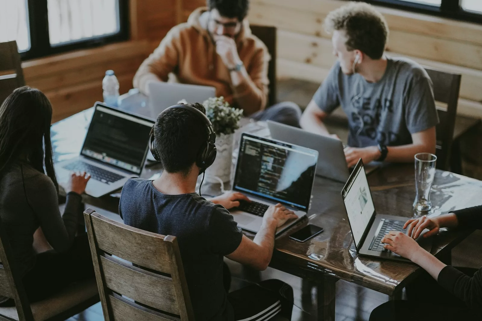Professionals collaborating around a table