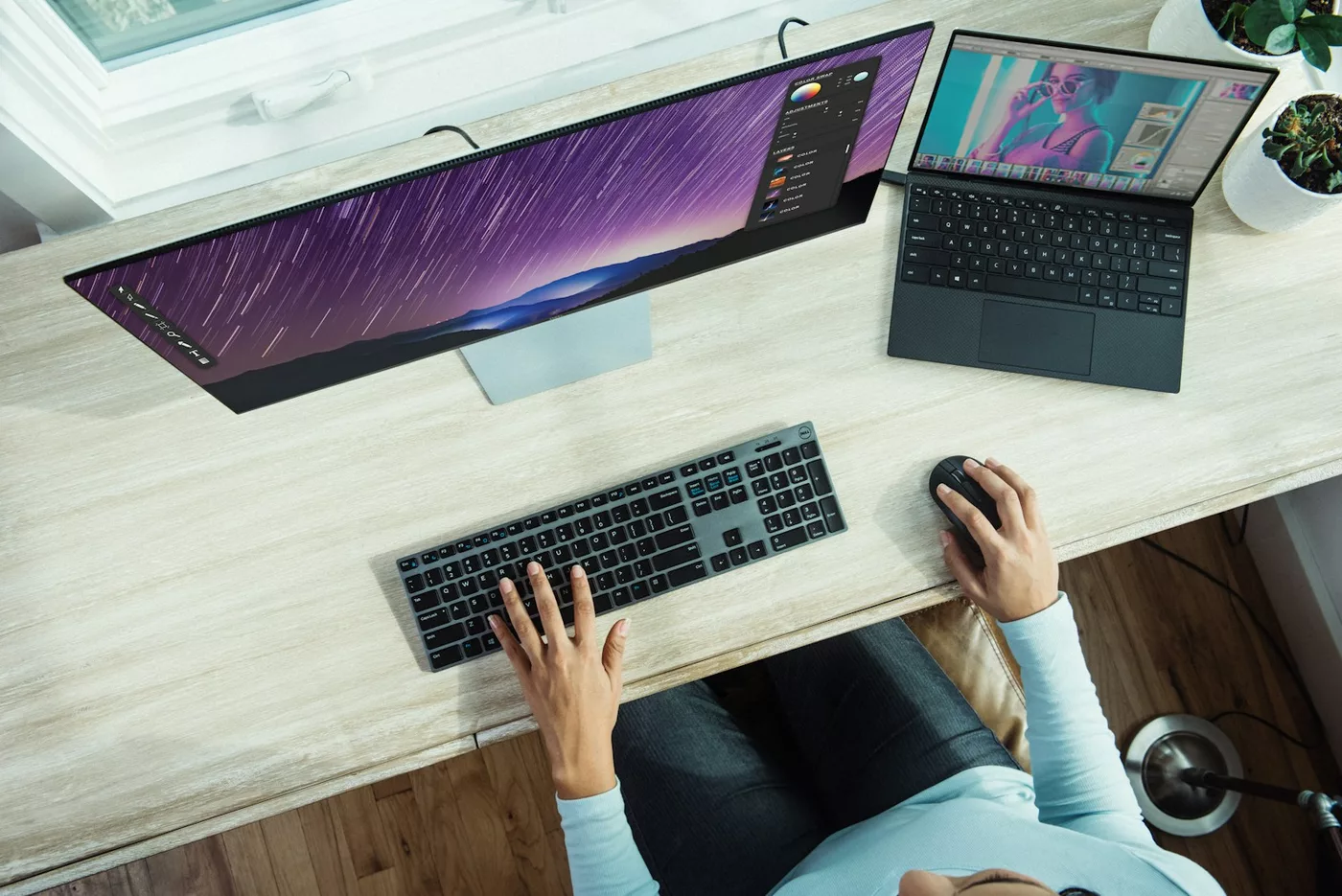 Professional working remotely from a home office