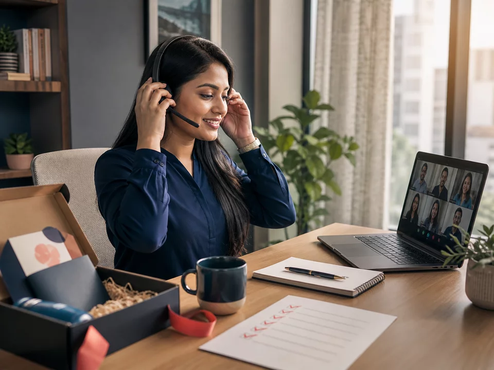 Professional starting a remote role with onboarding support
